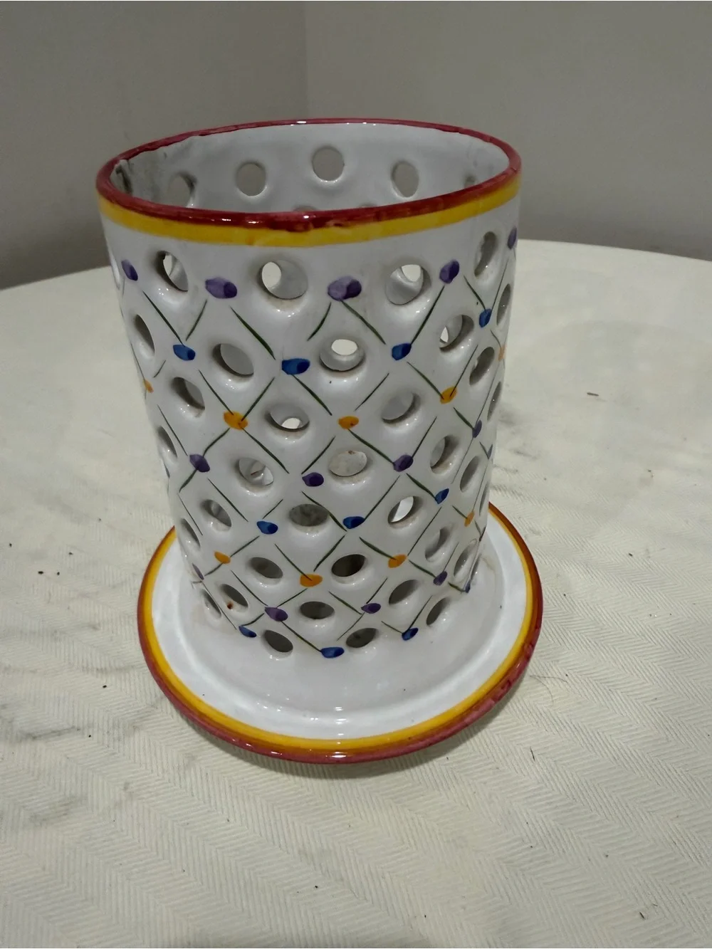 Vintage R.C. & Cal da Juncal hand-painted candle holder from Portugal.